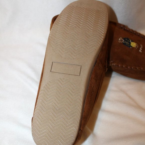 NIB POLO RALPH LAUREN MEN'S BEAR SUEDE COMFORT SLIPPERS SHOES‎ - Picture 4 of 6